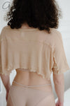 BASERANGE navel-baring T-shirt TOSC-CG-SP24 pink camel